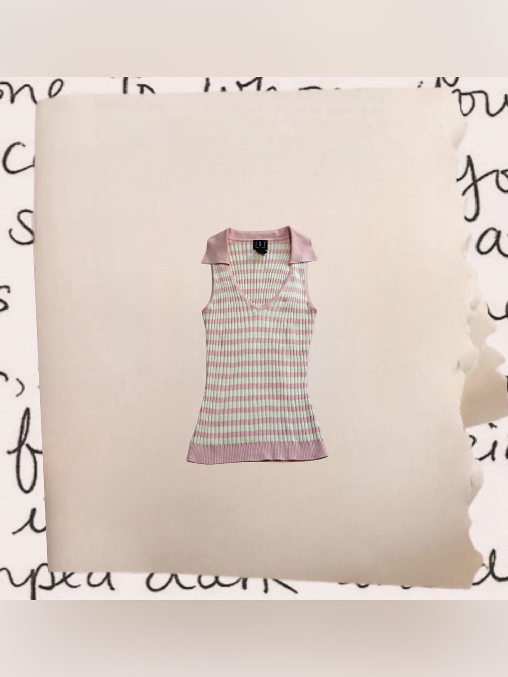 striped sleeveless silk fitted polo top